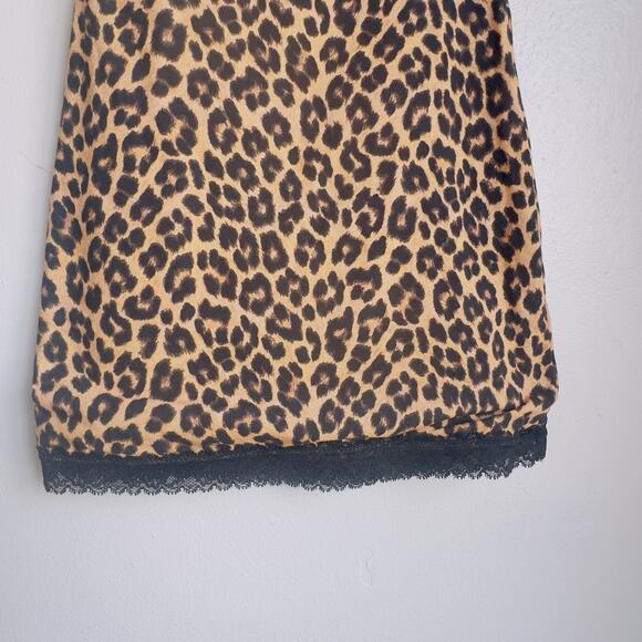 Savage X Fenty Leopard Print Slip Dress Black Lace Trim Cami Dress Size Small - Picture 3 of 13